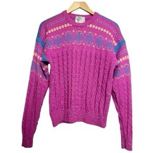 Vintage Tyrolia By Head Ski Sweater Pink Cable Wool Size Medium